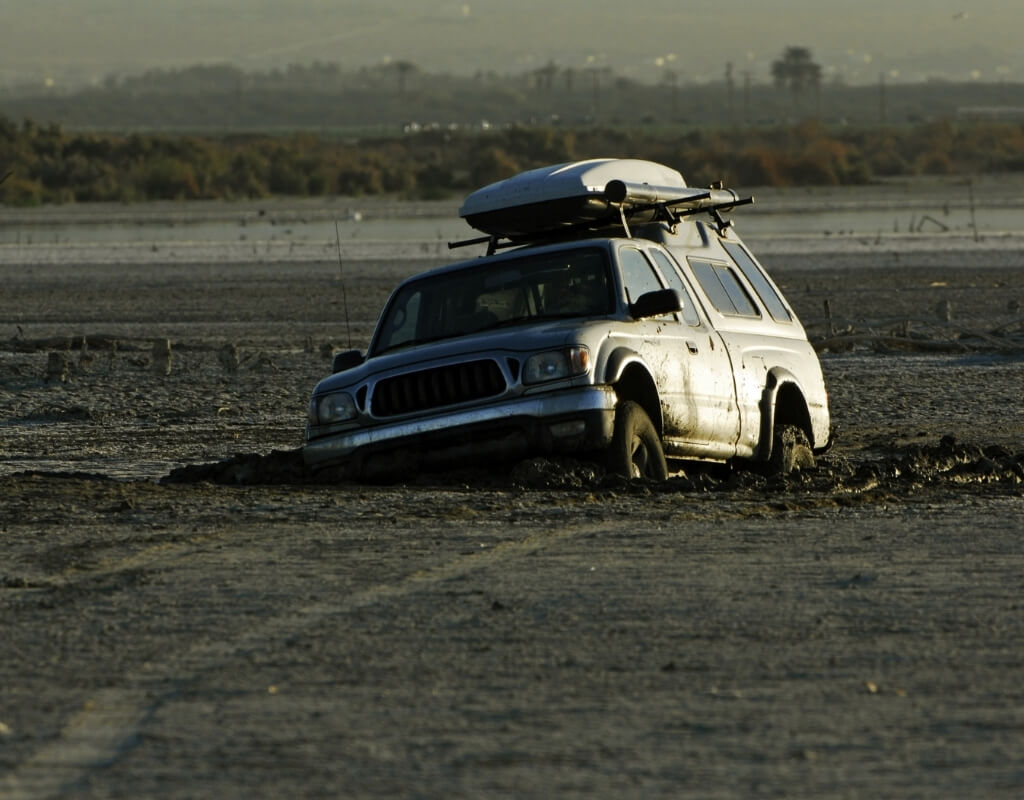 truck stuck in the mud