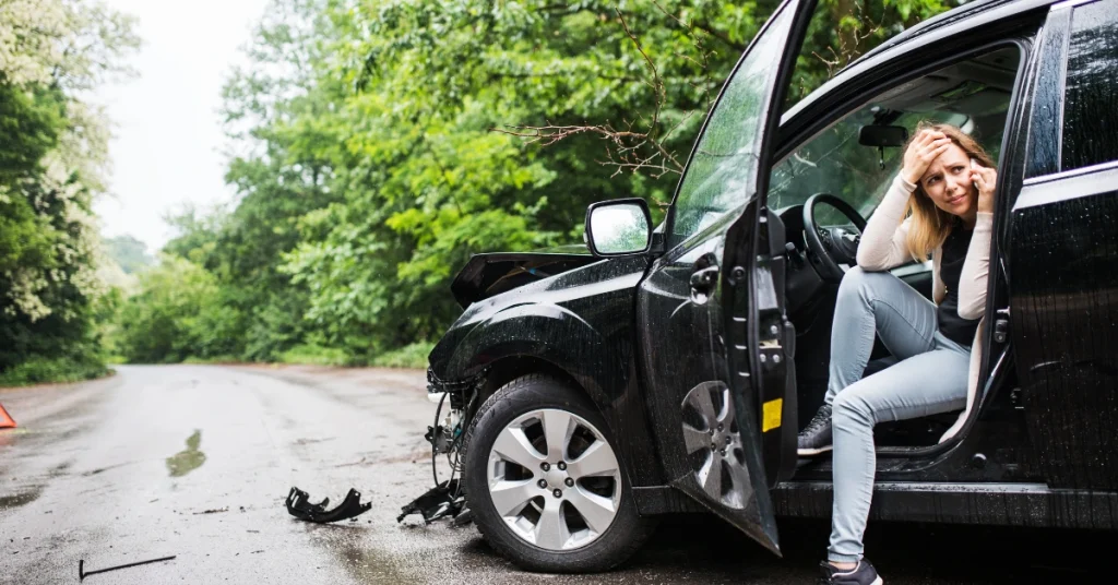 Car damaged in a hit-and-run accident