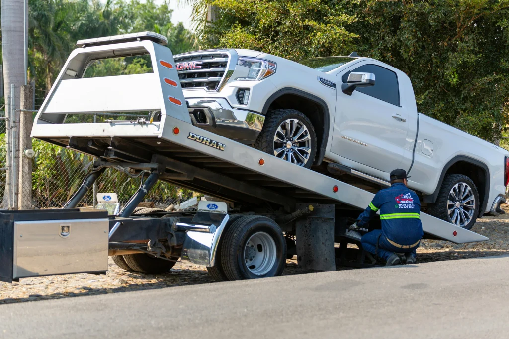 Truck on a Medium Duty Tow Truck